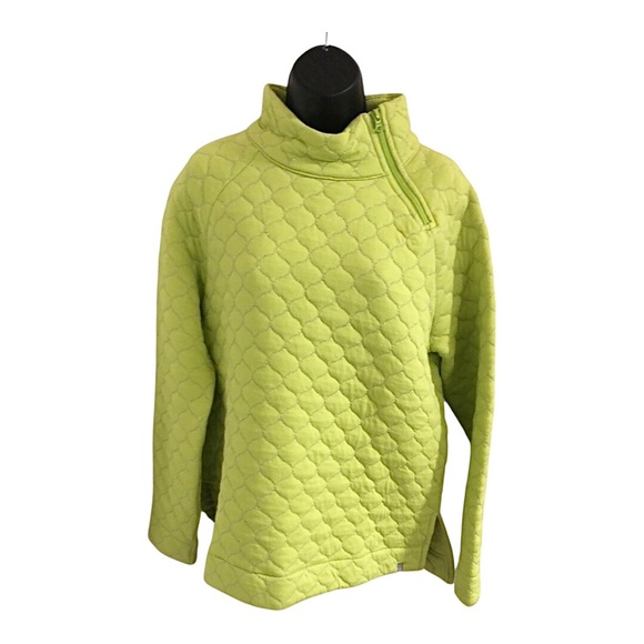 Talbots Tops - Talbots quilted silver lined lime green mockneck sweater‎ top size medium new
